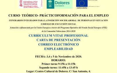 CURSOS FORMATIVOS ITINERARIOS PARA LA INSERCIÓN SOCIOLABORAL ANUALIDAD 2020